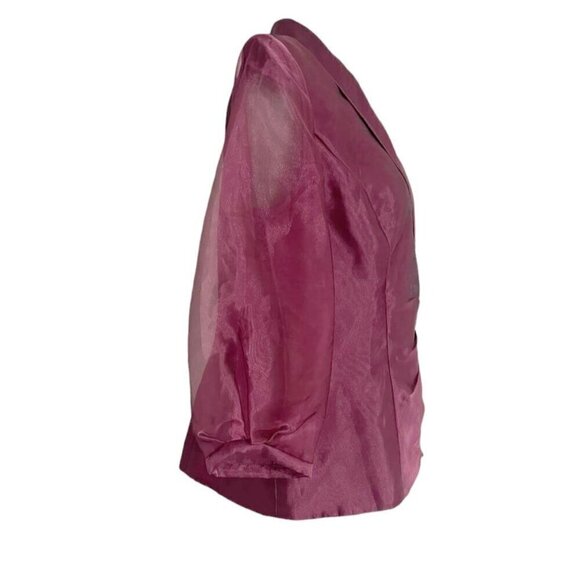 Alex Evenings Size Large Top Blouse Sheer Sleeves Embellished Faux Wrap Wedding - Picture 3 of 6